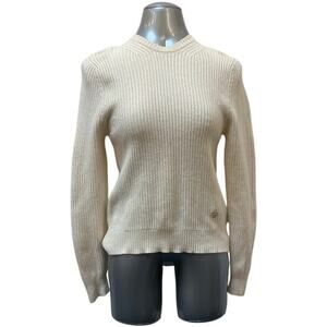 Tory Burch Cashmere Chunky Rib Knit Sweater Women’s Medium Cream Ivory
